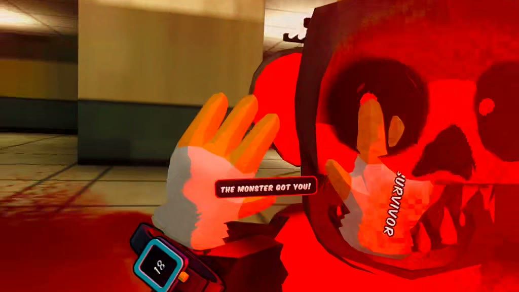 The Monster up close, grabbing the player