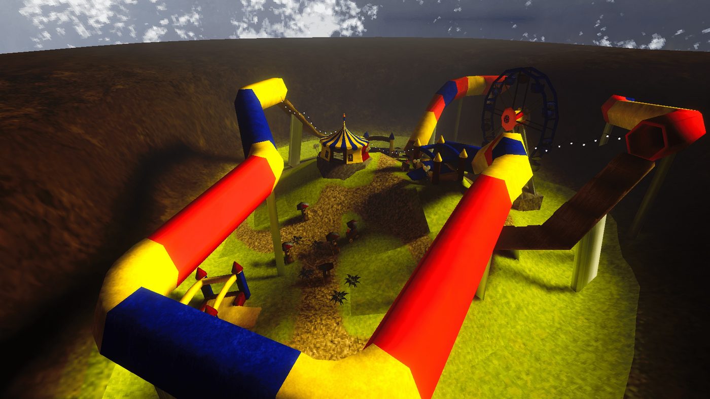 The carnival map with its slides and the Ferris wheel